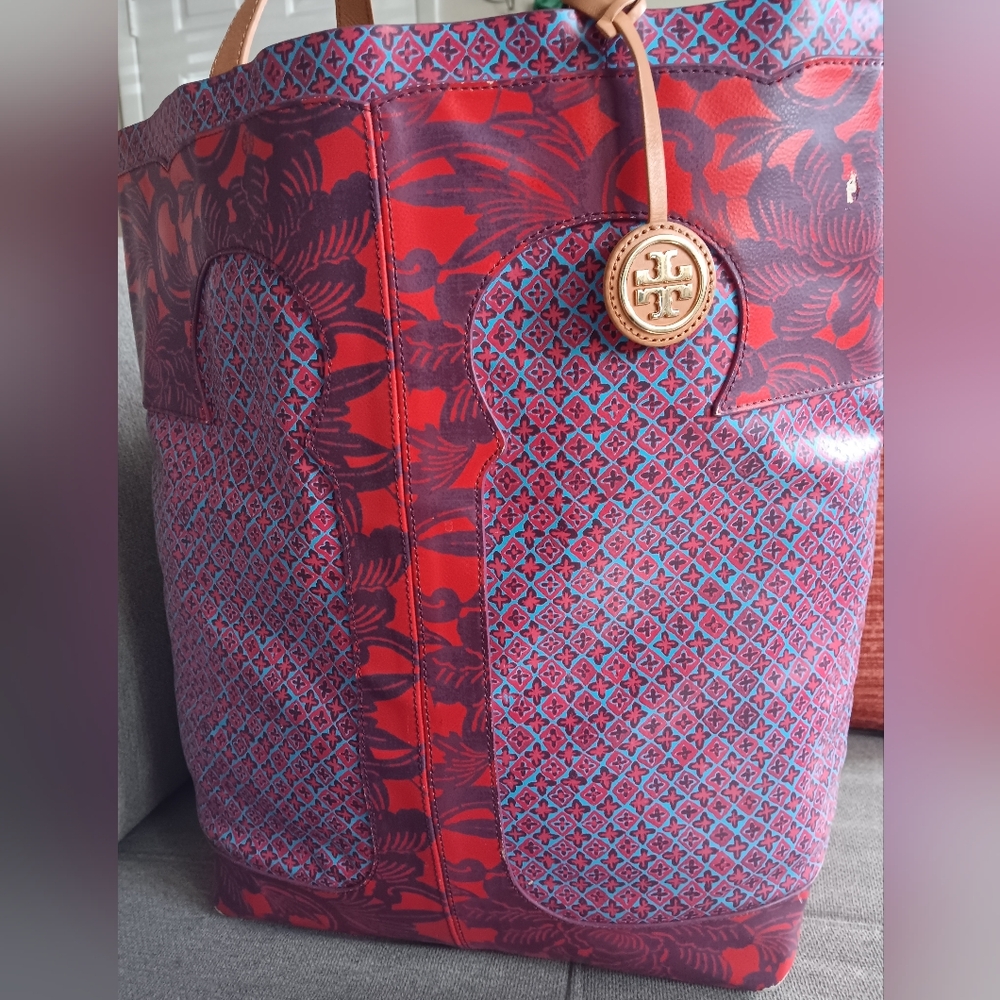 Tory Burch Rare Lrg Floral Paisley Tote GUC - Picture 6 of 12